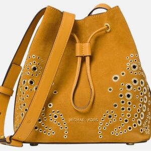 Michael Kors Cary Marigold SM Bucket Bag Leather Suede